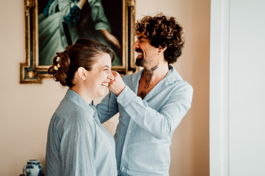 coiffure de la mariée au chateau de feligonde à sayat